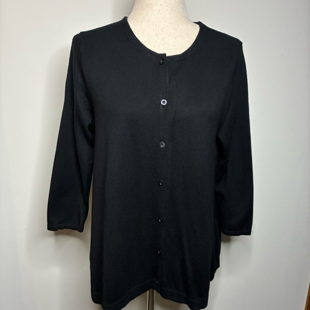 J.Jill Black Button Front Cardigan Sweater Size M